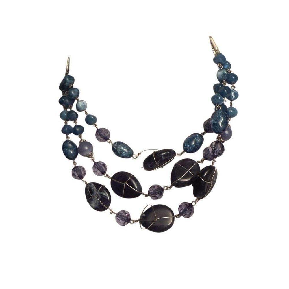 Nordstrom navy stone layered statement necklace